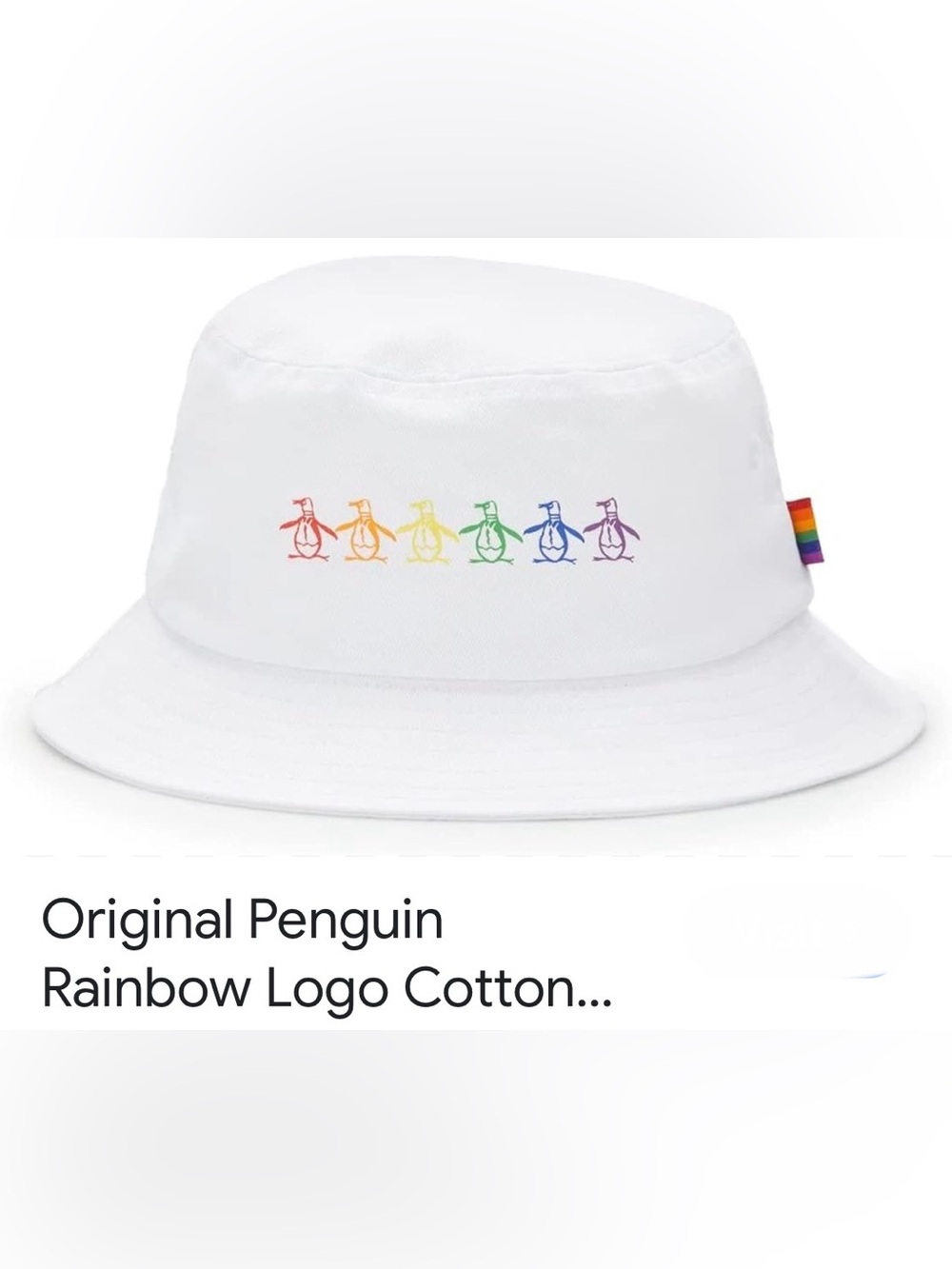 Penguin 🐧 Original Penguin Navy Bucket Hat with Rainbow Penguin Embroidery